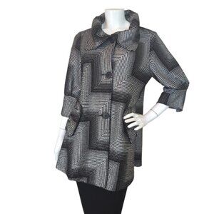 Joseph Ribkoff Black White Geometric Print 3/4 Sleeve Jacket